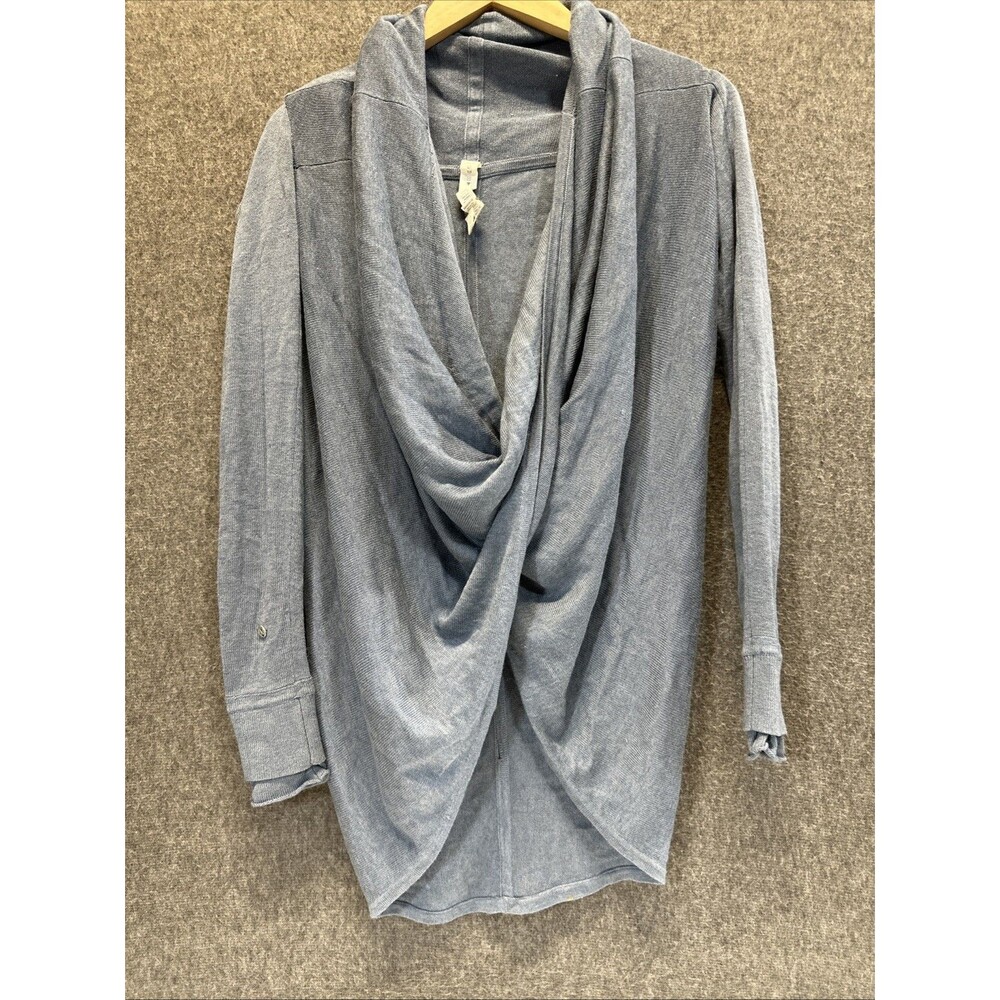 Lululemon Iconic Blue Draped Hooded Long-Sleeve Sweater Top Cashmere Blend 4